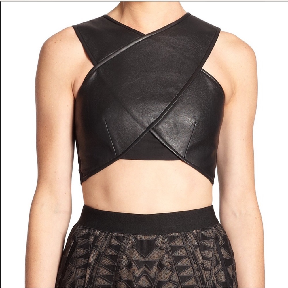New without tags BCBG FAUX LEATHER CROP